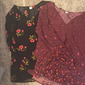 Split Neck Long Sleeve Tops